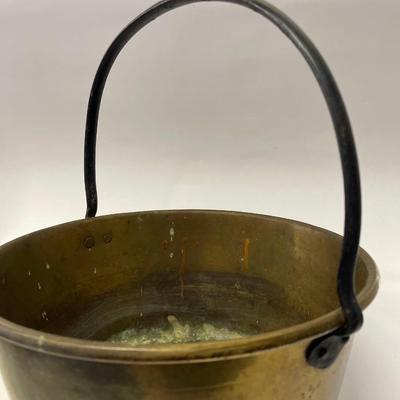 Vintage Brass Pot with Metal Handle