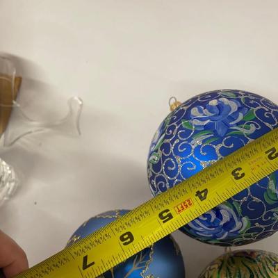 Lot of 3 Christopher Radko Hand Painted Round Christmas Ornaments