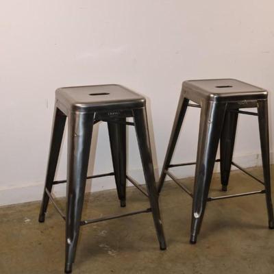 Set of 2 Tolix Metal Counter Height Bar Stools From Restoration Hardware