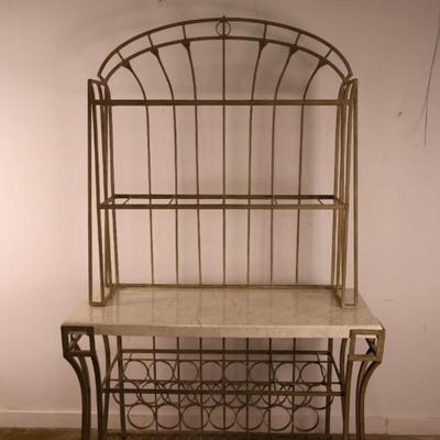Metal Baker's Rack with Stone Top & Wine Rack