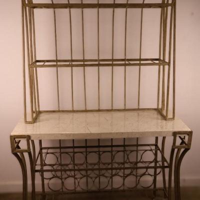 Metal Baker's Rack with Stone Top & Wine Rack