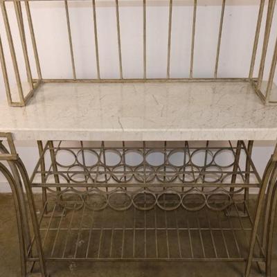 Metal Baker's Rack with Stone Top & Wine Rack