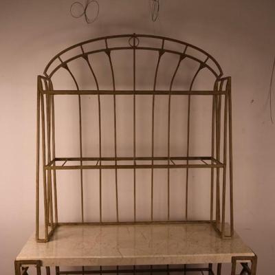 Metal Baker's Rack with Stone Top & Wine Rack