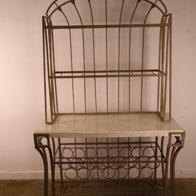 Metal Baker's Rack with Stone Top & Wine Rack