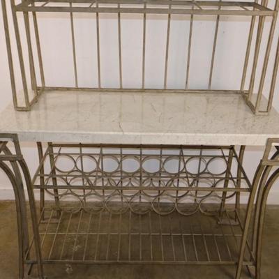 Metal Baker's Rack with Stone Top & Wine Rack