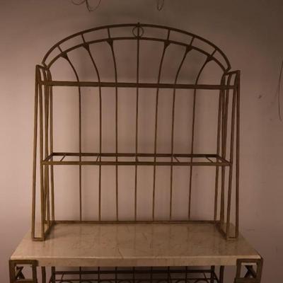 Metal Baker's Rack with Stone Top & Wine Rack