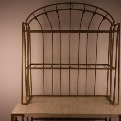 Metal Baker's Rack with Stone Top & Wine Rack