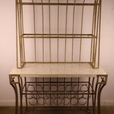 Metal Baker's Rack with Stone Top & Wine Rack