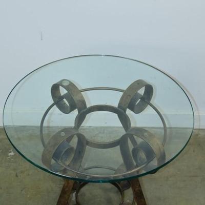 Metal Accent Table with Glass Top