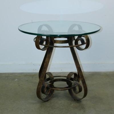 Metal Accent Table with Glass Top