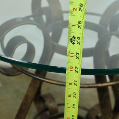 Metal Accent Table with Glass Top