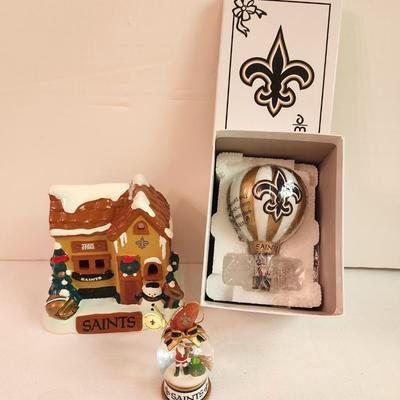Lot #259 New Orleans Saints Lot - 2 Christmas ornaments - Candle votive