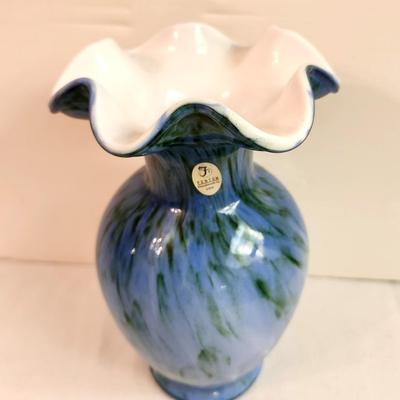 Lot #260 Fenton Art Glass Vase - Blue/Green