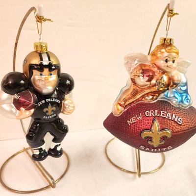 Lot #265 Lor od 2 NOLA Saints Ornaments on Stand