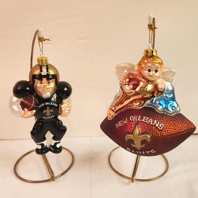 Lot #265 Lor od 2 NOLA Saints Ornaments on Stand