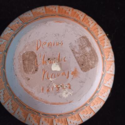 2 SIGNED NATIVE AMERICAN CLAY POTS