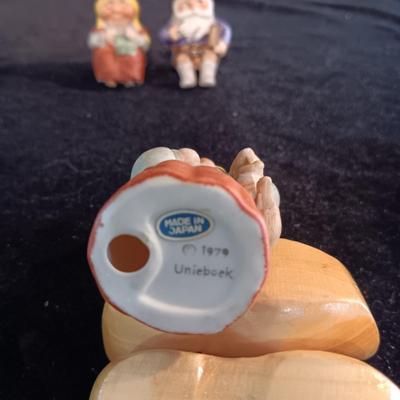 MINIATURE UNIBOCK AND OTHER FIGURES PLUS WOODEN SHOES