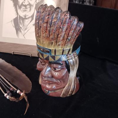 LIMITED EDITION INDIAN TOBACCO JAR, PICTURE OF AN OLDER MAN AND MORE