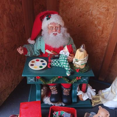 MUSICAL, ANIMATED SANTA, WOODEN TRAIN & ANGEL TREE TOPPER