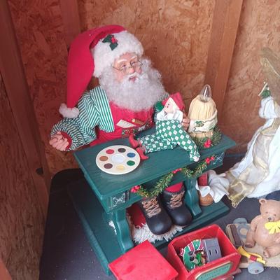 MUSICAL, ANIMATED SANTA, WOODEN TRAIN & ANGEL TREE TOPPER
