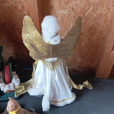 MUSICAL, ANIMATED SANTA, WOODEN TRAIN & ANGEL TREE TOPPER