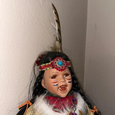 2 KINNEX PORCELAIN NATIVE AMERICAN DOLLS