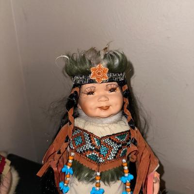 2 KINNEX PORCELAIN NATIVE AMERICAN DOLLS