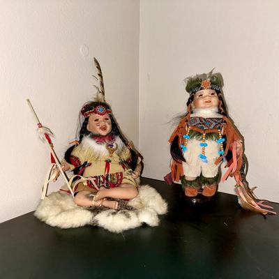 2 KINNEX PORCELAIN NATIVE AMERICAN DOLLS