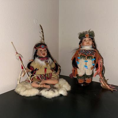 2 KINNEX PORCELAIN NATIVE AMERICAN DOLLS
