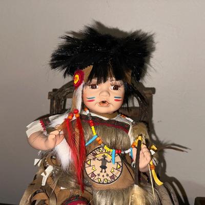 2 PORCELAIN NATIVE AMERICAN DOLLS