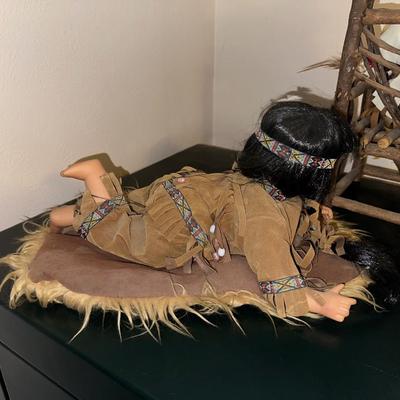 2 PORCELAIN NATIVE AMERICAN DOLLS