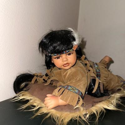 2 PORCELAIN NATIVE AMERICAN DOLLS