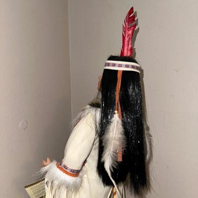 24" KINNEX PORCELAIN NATIVE AMERICAN DOLL