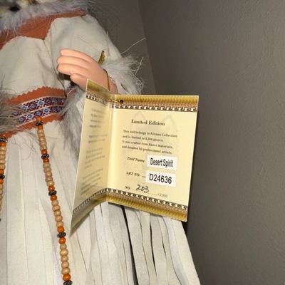 24" KINNEX PORCELAIN NATIVE AMERICAN DOLL