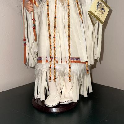 24" KINNEX PORCELAIN NATIVE AMERICAN DOLL
