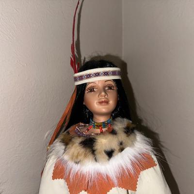 24" KINNEX PORCELAIN NATIVE AMERICAN DOLL