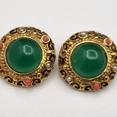 Vintage Dragon Brooch + Clip Earrings