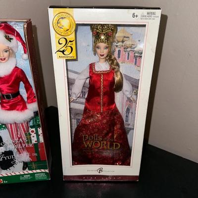 2 NEW BARBIE "DOLLS OF THE WORLD" AND "SANTA'S HELPER"