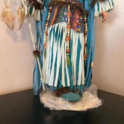 31" PORCELAIN NATIVE AMERICAN DOLL
