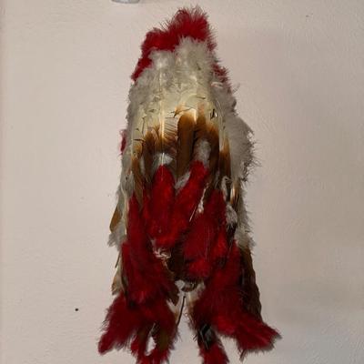 DECORATED BARK TEEPEE AND A HEADDRESS