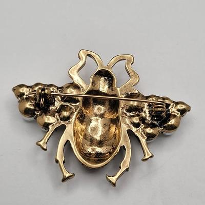 Bee Pin + Pearl Earrings