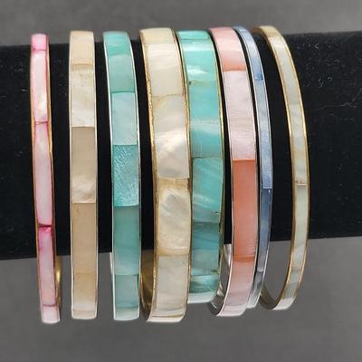 Abalone Inlay Bangle Bracelets (8)