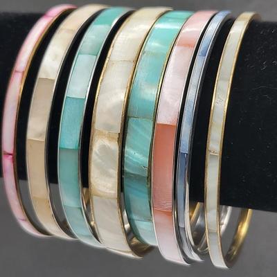 Abalone Inlay Bangle Bracelets (8)