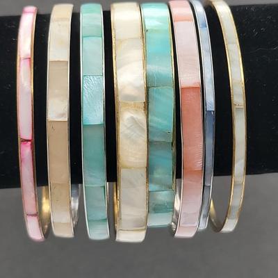 Abalone Inlay Bangle Bracelets (8)