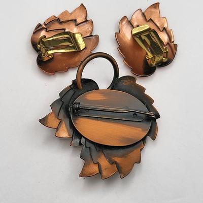 Vintage Copper Bracelets Pin Earrings Ring