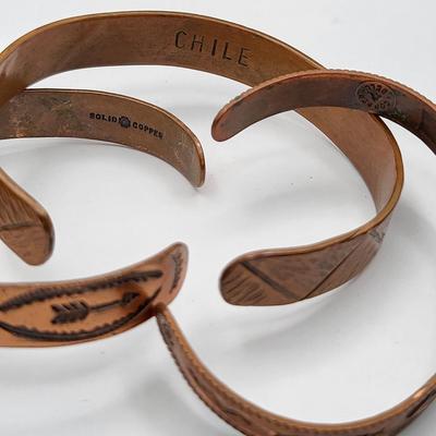 Vintage Copper Bracelets Pin Earrings Ring