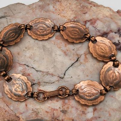 Vintage Copper Bracelets Pin Earrings Ring
