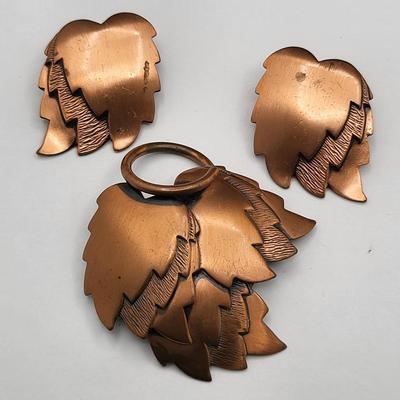 Vintage Copper Bracelets Pin Earrings Ring