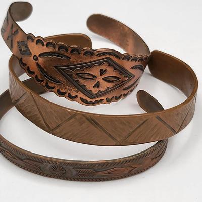 Vintage Copper Bracelets Pin Earrings Ring