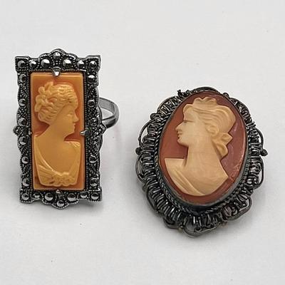 Cameo Ring & Antique Pin